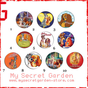 Lady And The Tramp - Pinback Button Badge Set 1a or 1b ( or Hair Ties / 4.4 cm Badge / Magnet / Keychain Set )